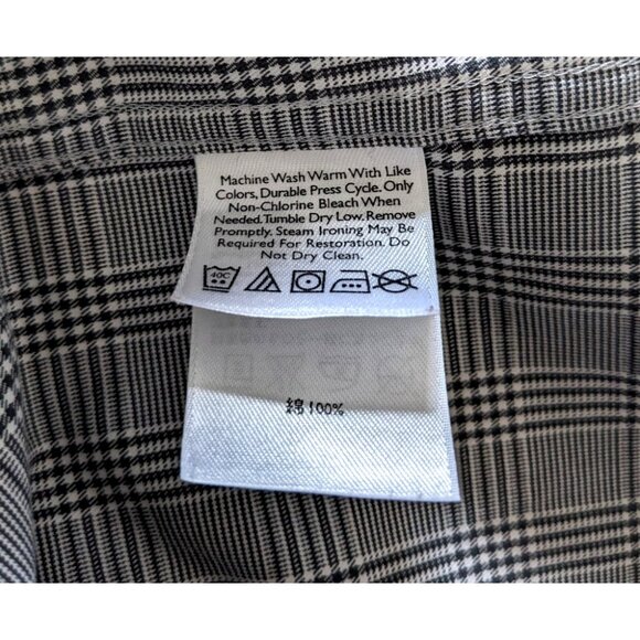 Eddie Bauer Men's Shirt Gray Tall Wrinkle Resistant Button Down Plaid Cotton L - Picture 8 of 10